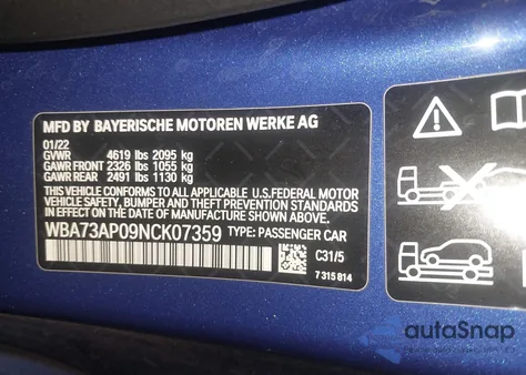 2022 BMW 430I xDrive z USA, uszkodzony, nr VIN WBA73AP09NCK07359